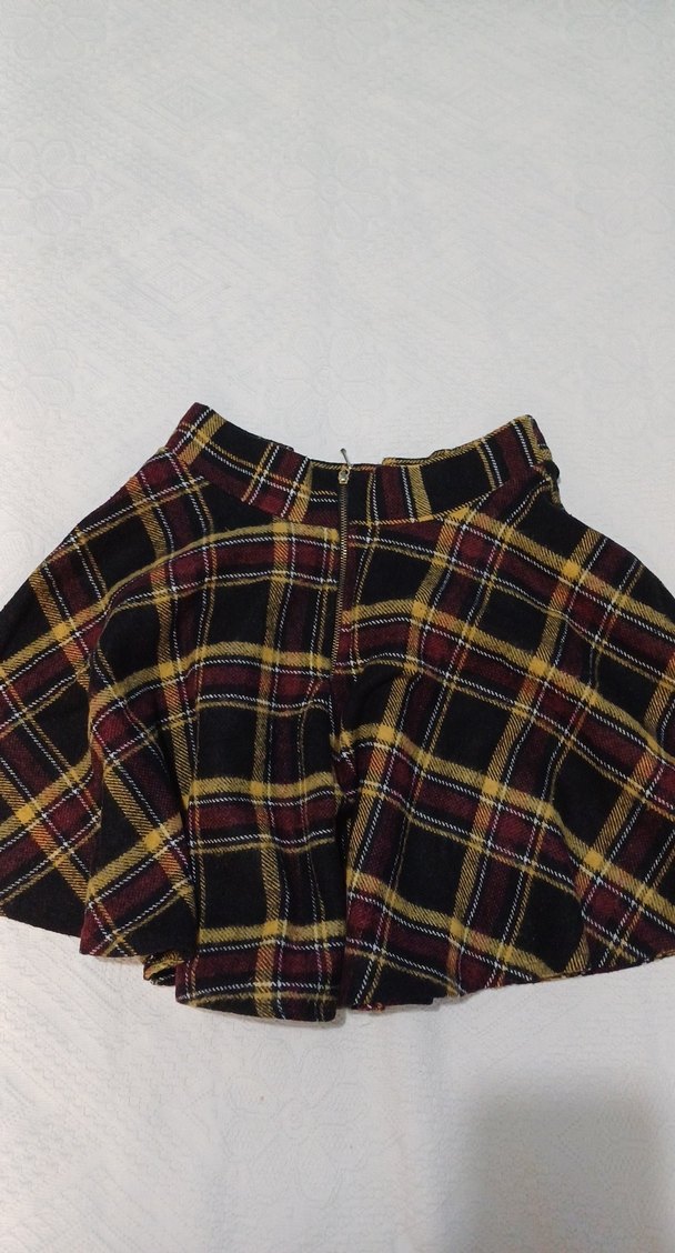 Ekose Desenli Pileli Midi Etek - Görsel 2