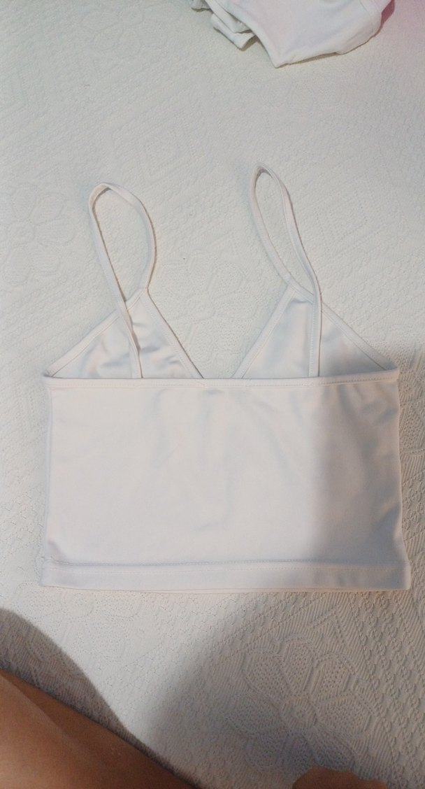 Beyaz Minimalist Streetwear Bralet - Görsel 2