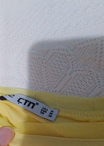 Kız Çocuk Sarı V Yaka Kısa Kollu Keten Tişört - Görsel 5