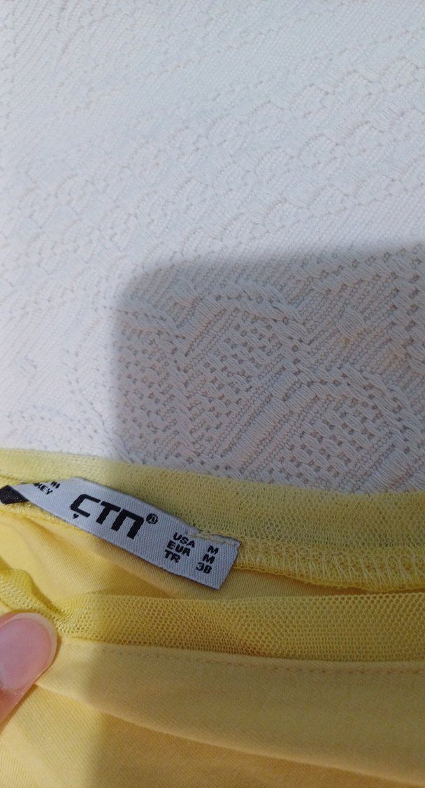 Kız Çocuk Sarı V Yaka Kısa Kollu Keten Tişört - Görsel 5