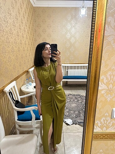 s Beden Zara yeşil elbise