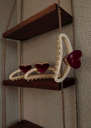 Bees Collection Bordo Kalp Detaylı Saç Tokası