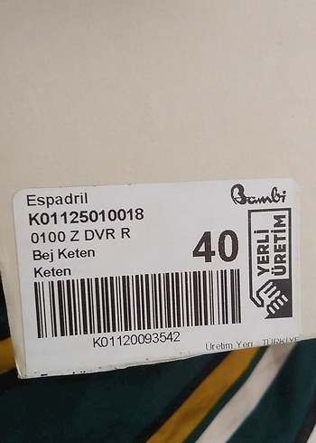 Bambi Bej Espadril Ayakkabı - 40 Numara - Sıfır Etiketli - Görsel 5