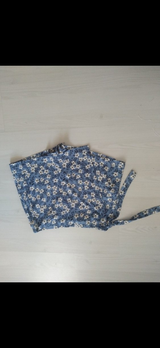 Mavi Elastik Bel Bohem Şort etek - Görsel 2