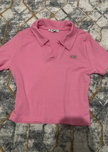 Pembe Polo Yaka Kısa Kollu Tişört