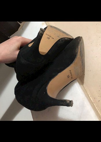 Diğer Siyah Süet Stiletto Topuklu Bot