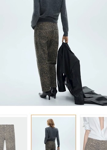 Mango Kahverengi Leopar Desenli Pantolon