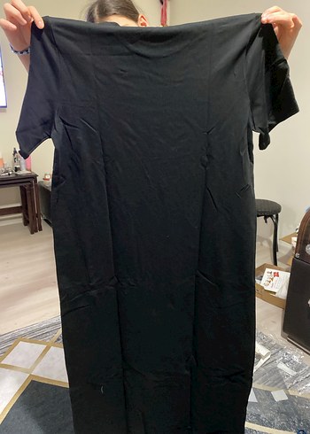 Siyah Midi Hamile Tişörtü, Kısa Kollu, Salaş - Görsel 4