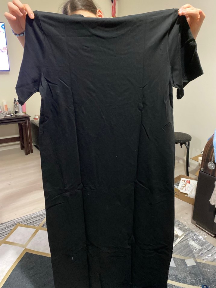 Siyah Midi Hamile Tişörtü, Kısa Kollu, Salaş - Görsel 4