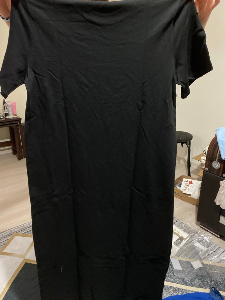 Siyah Midi Hamile Tişörtü, Kısa Kollu, Salaş - Görsel 2