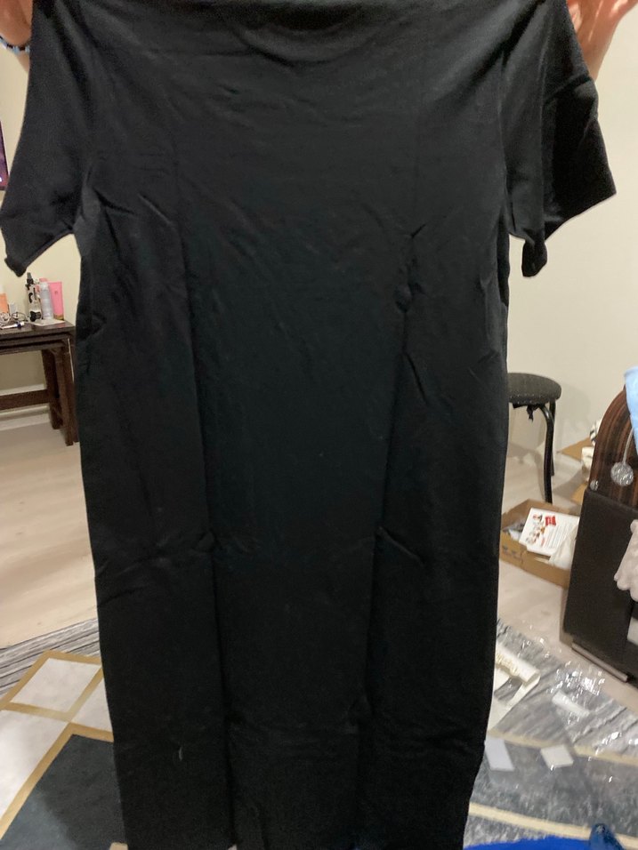 Siyah Midi Hamile Tişörtü, Kısa Kollu, Salaş - Görsel 3