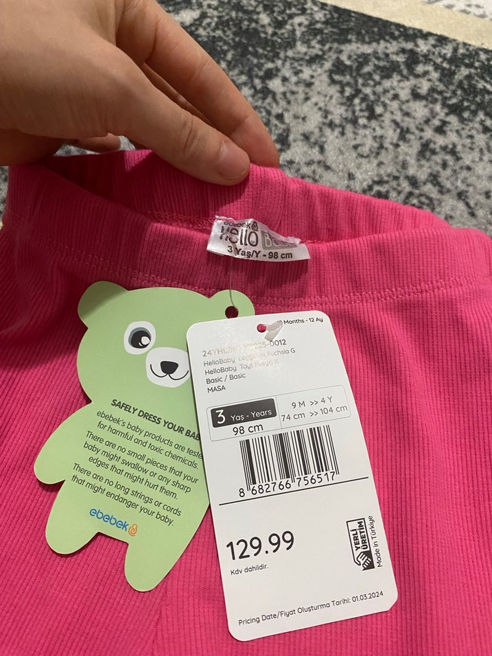 Kız Çocuk Pembe Elastik Bel Tayt - Görsel 3