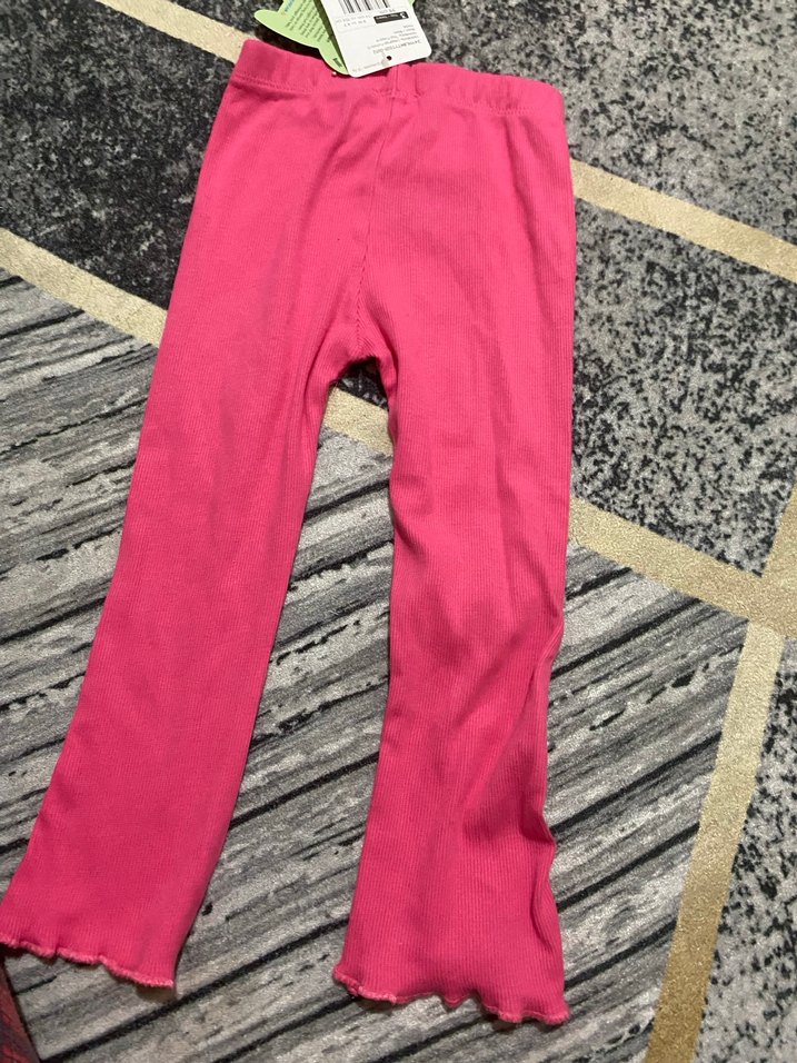 Kız Çocuk Pembe Elastik Bel Tayt - Görsel 4