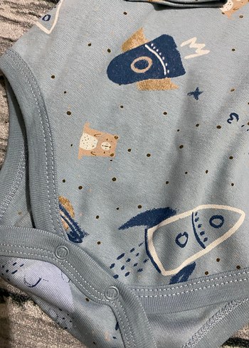 Uzun Kollu Gri Baskılı Bebek Body - Görsel 2