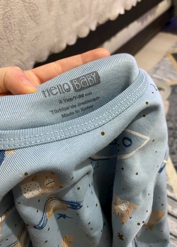 Uzun Kollu Gri Baskılı Bebek Body - Görsel 3