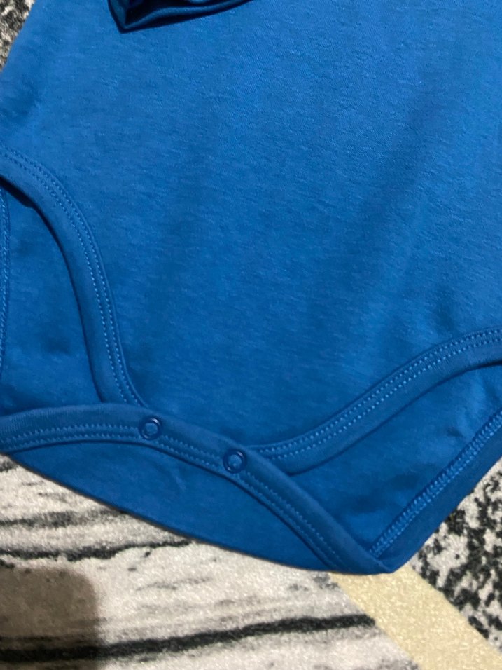 Mavi Baskılı Uzun Kollu Bebek Body - Görsel 2