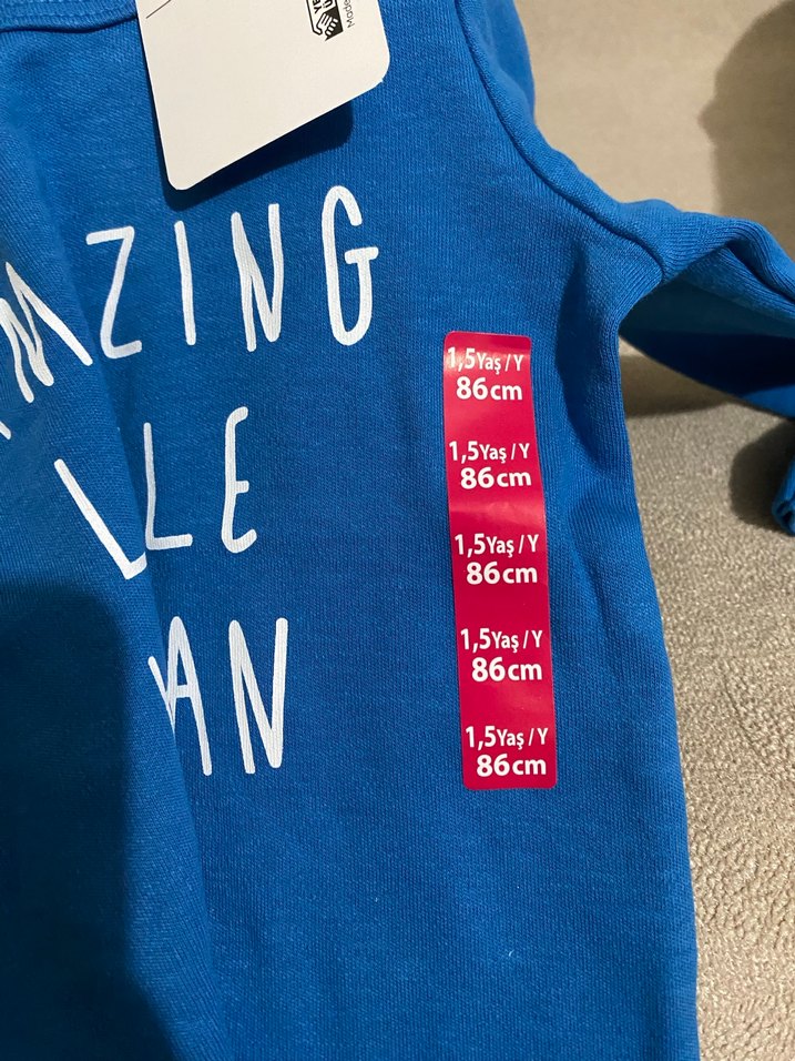 Mavi Baskılı Uzun Kollu Bebek Body - Görsel 3