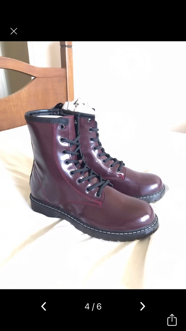 Kadın Bordo Deri Bağcıklı Bot - Görsel 2