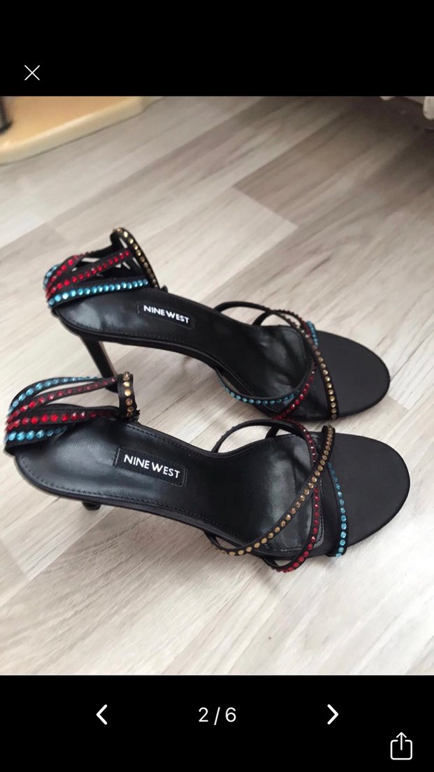 Çok Renkli Boncuklu Stiletto Topuklu Kadın Ayakkabı - Görsel 4