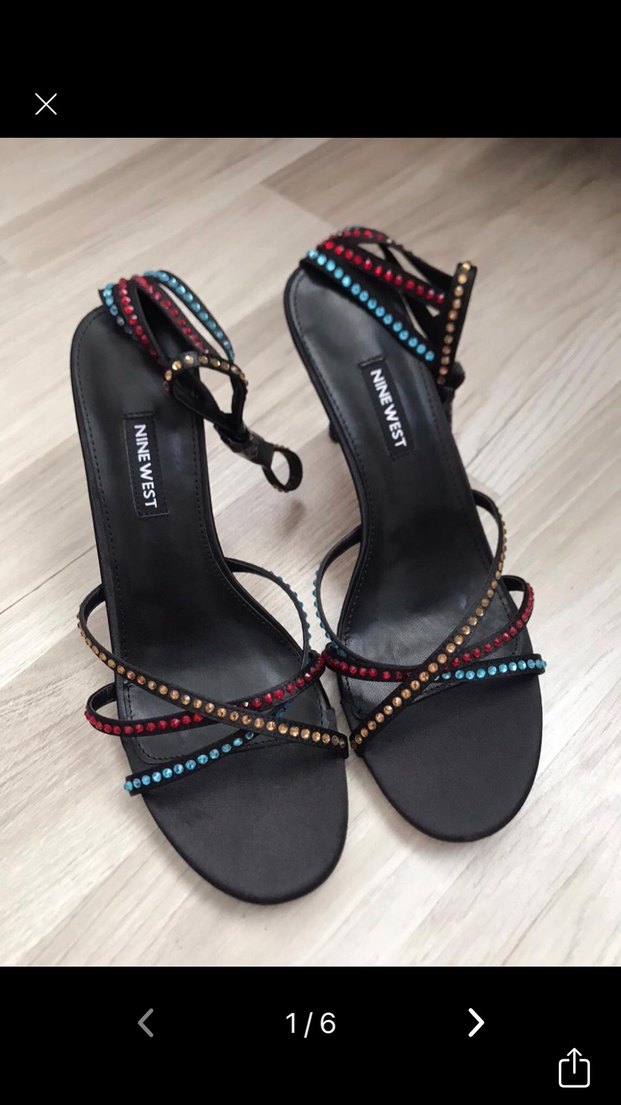 Çok Renkli Boncuklu Stiletto Topuklu Kadın Ayakkabı - Görsel 5