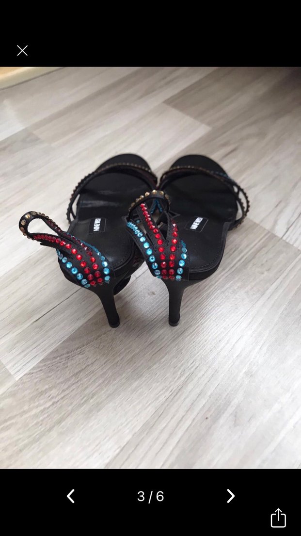 Çok Renkli Boncuklu Stiletto Topuklu Kadın Ayakkabı - Görsel 3