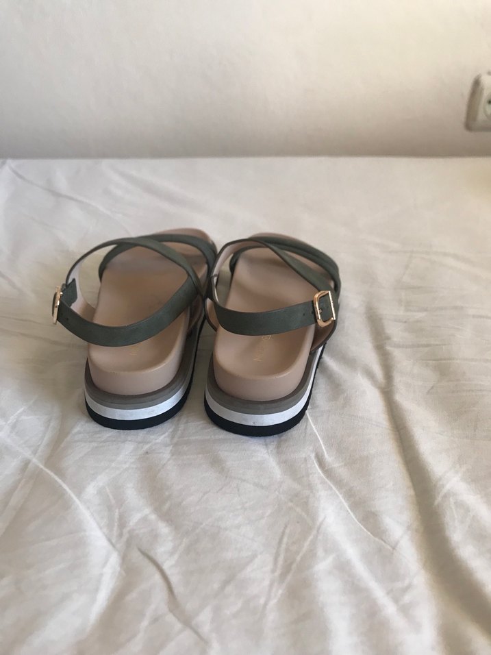 Kadın Yeşil Platform Topuklu Sandalet - Görsel 4