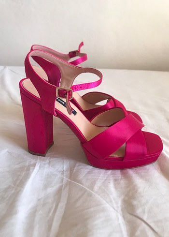 Pembe Saten Tokalı Topuklu Kadın Abiye Ayakkabı - Görsel 3