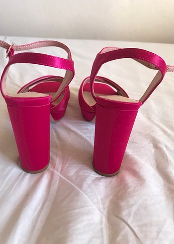 Pembe Saten Tokalı Topuklu Kadın Abiye Ayakkabı - Görsel 5