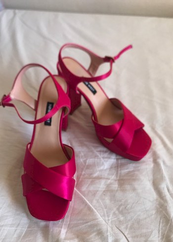 Pembe Saten Tokalı Topuklu Kadın Abiye Ayakkabı - Görsel 7