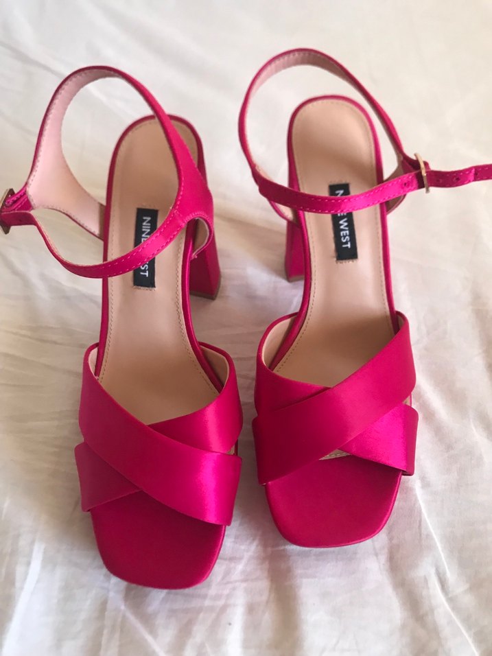 Pembe Saten Tokalı Topuklu Kadın Abiye Ayakkabı - Görsel 2