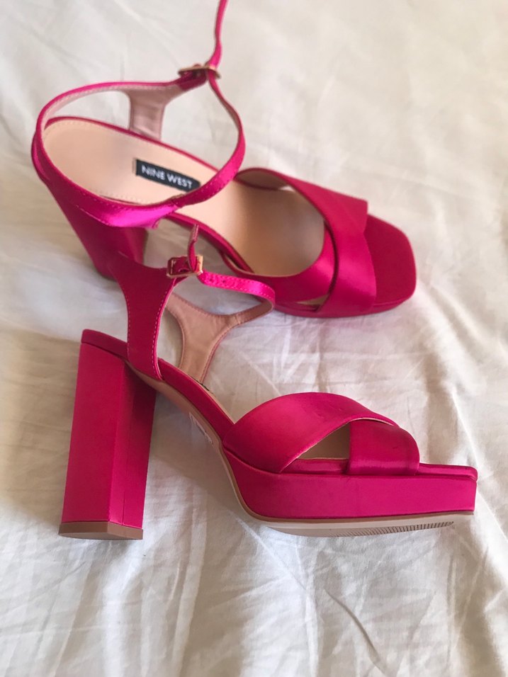 Pembe Saten Tokalı Topuklu Kadın Abiye Ayakkabı - Görsel 4