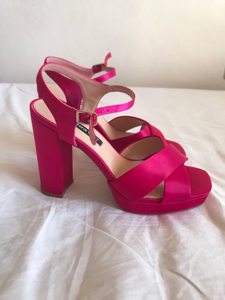 Pembe Saten Tokalı Topuklu Kadın Abiye Ayakkabı - Görsel 3