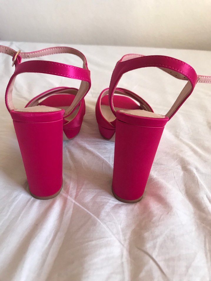 Pembe Saten Tokalı Topuklu Kadın Abiye Ayakkabı - Görsel 5