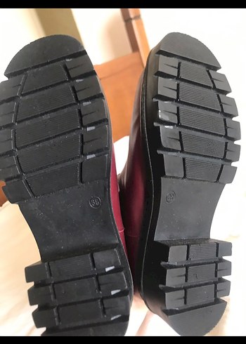 38 Beden bordo Renk Bordo Deri Platform Topuklu Kadın Bot