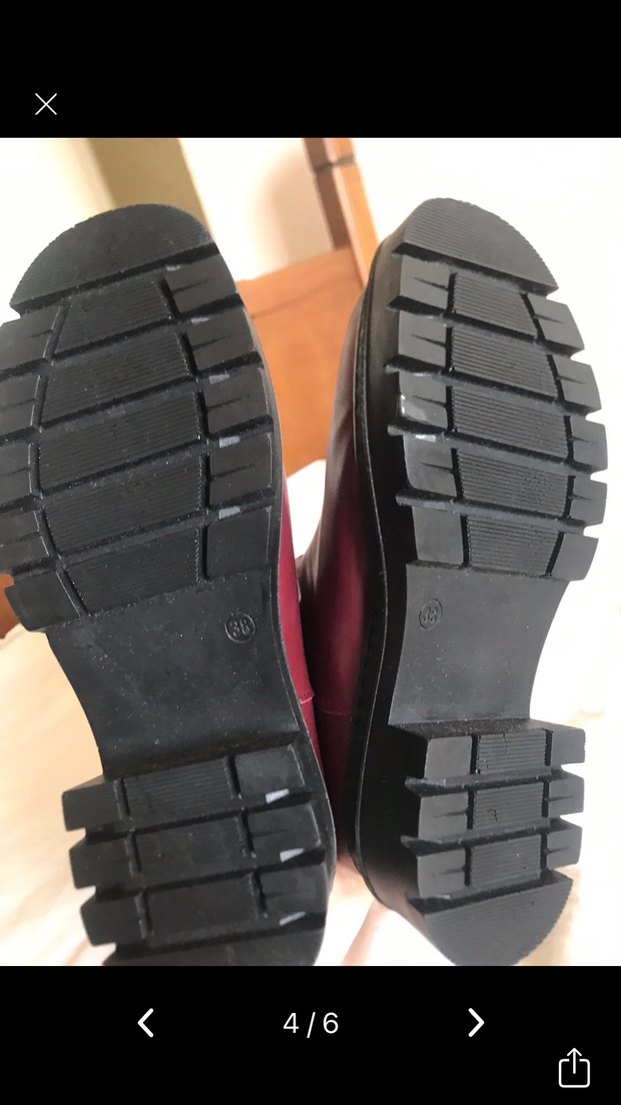 Bordo Deri Platform Topuklu Kadın Bot - Görsel 4