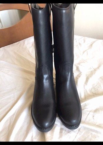 Deri Kadın Diz Üstü Çizme, Tokalı - Görsel 3