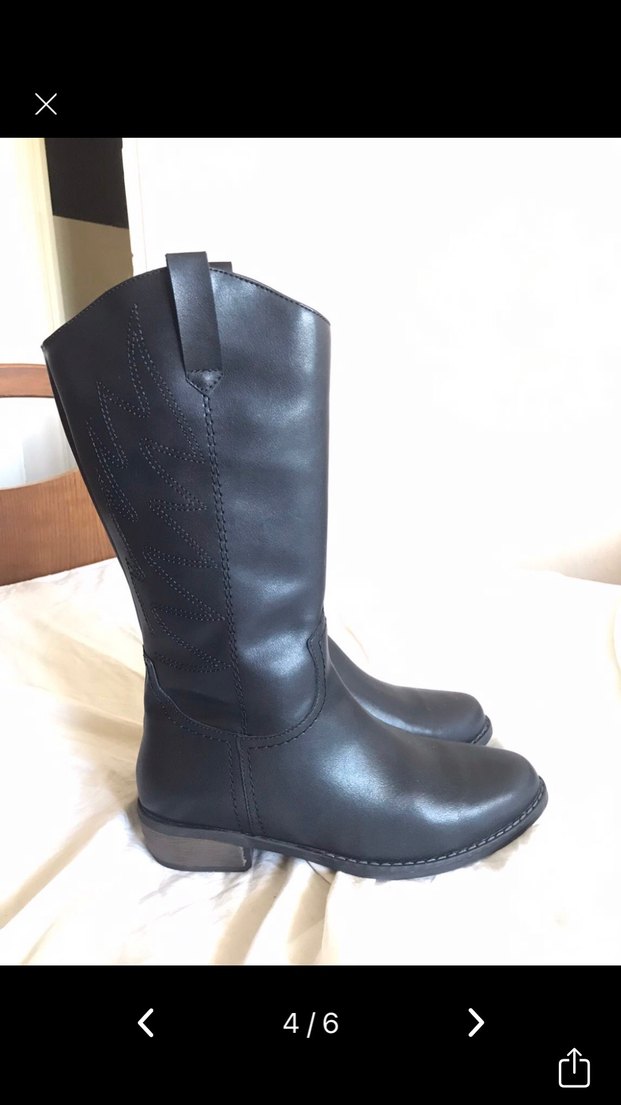 Deri Kadın Diz Üstü Çizme, Tokalı - Görsel 4