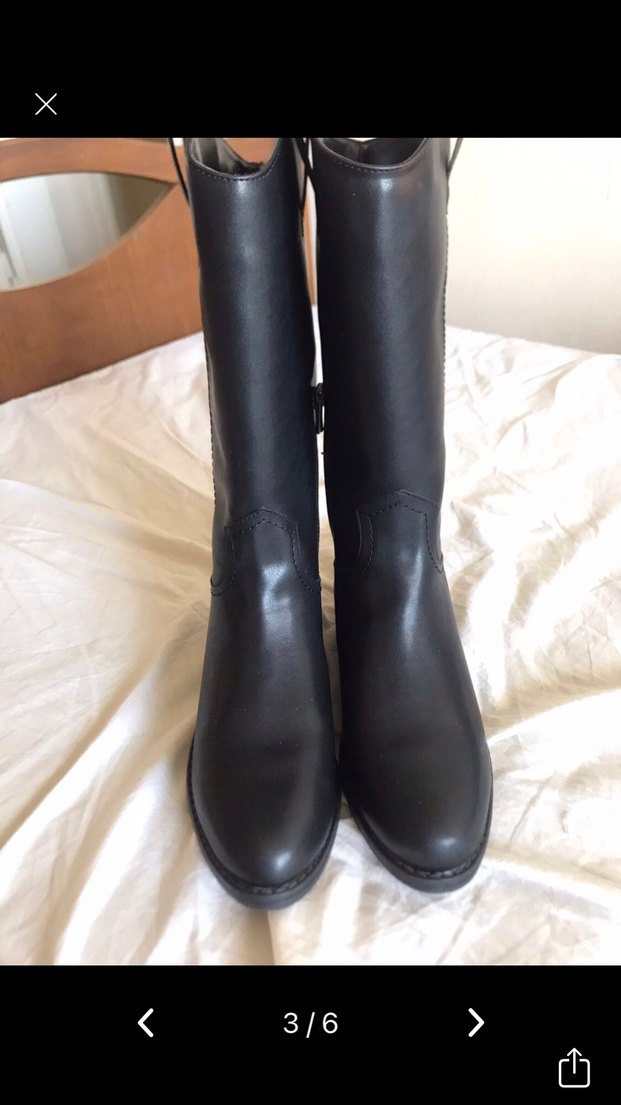 Deri Kadın Diz Üstü Çizme, Tokalı - Görsel 3