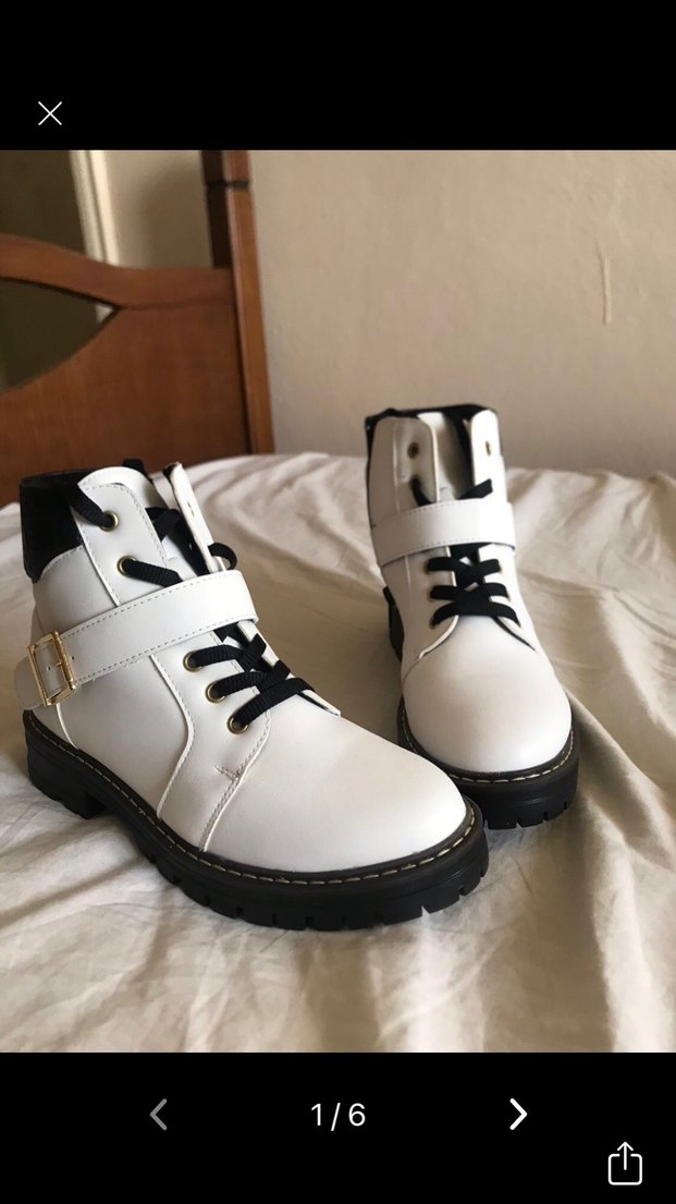 Tokalı Beyaz Kadın Botu, Kalın Topuklu - Görsel 5