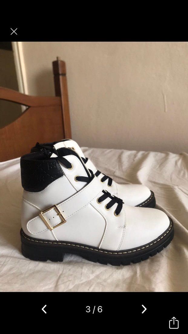 Tokalı Beyaz Kadın Botu, Kalın Topuklu - Görsel 2