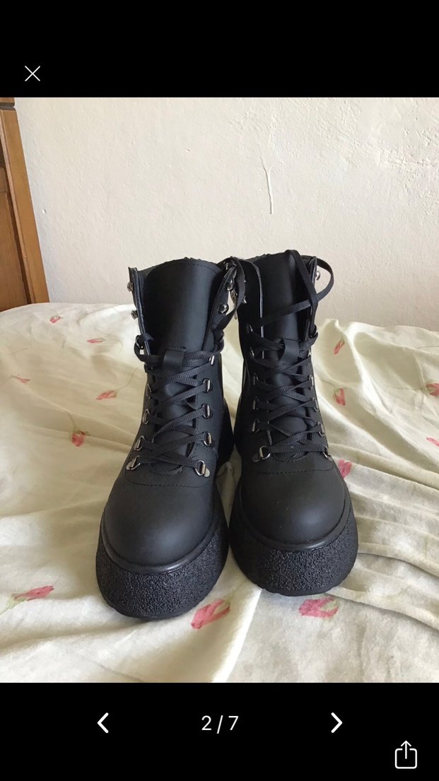 Siyah Platform Topuklu Gotik Kadın Botları - Görsel 2