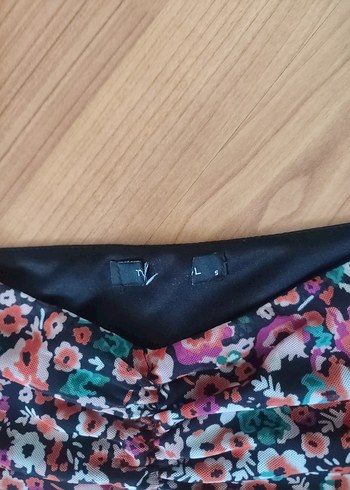 Diğer V Yaka Bohem Çiçekli Midi Elbise