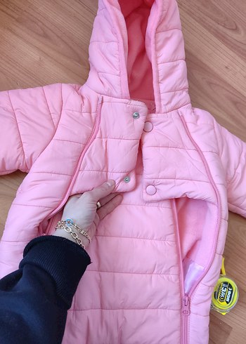 Pembe Fermuarlı Bebek Kız Kayak Tulumu - Görsel 2
