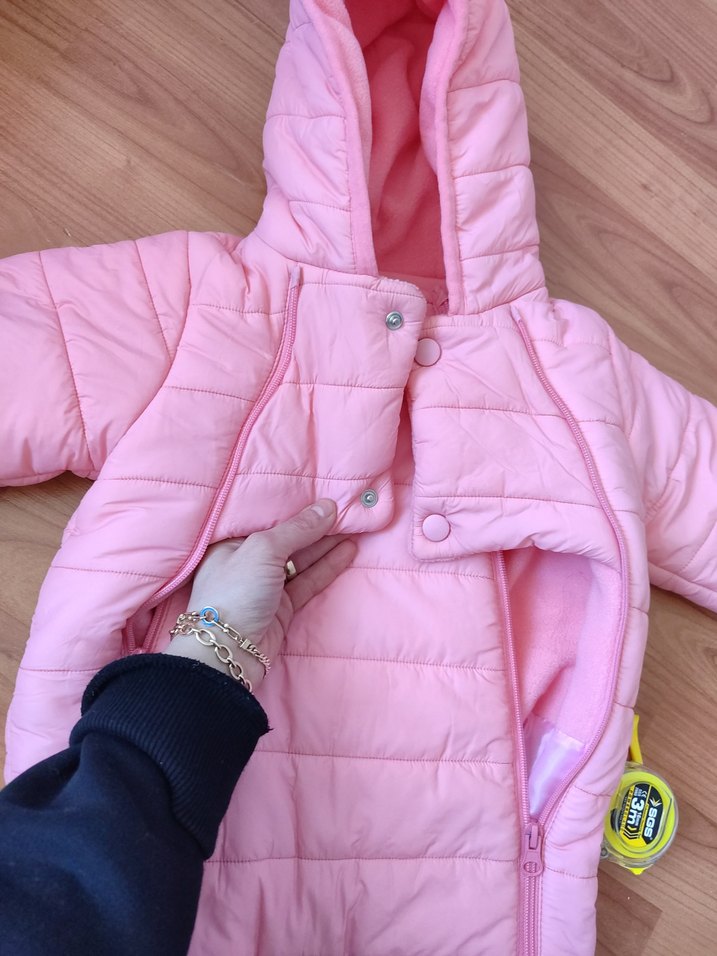 Pembe Fermuarlı Bebek Kız Kayak Tulumu - Görsel 2