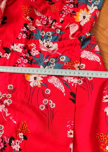 Çiçek Desenli Kırmızı Mini Tulum - Görsel 8