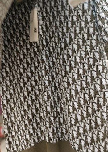 Kahverengi Desenli Kısa Kollu Triko Tişört - Görsel 2