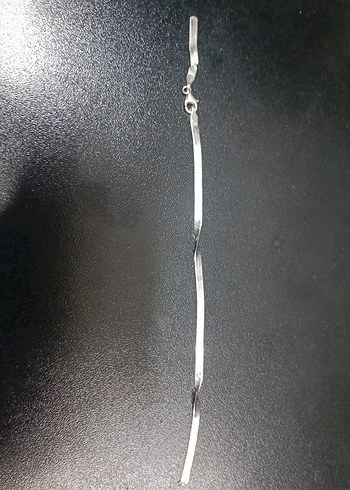 Yılan Desenli Zincir Detaylı Gri Bileklik italy 925 ayar - Görsel 2