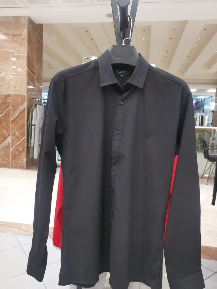 Düğmeli Beyaz Erkek Gömlek, Uzun Kollu - Görsel 2