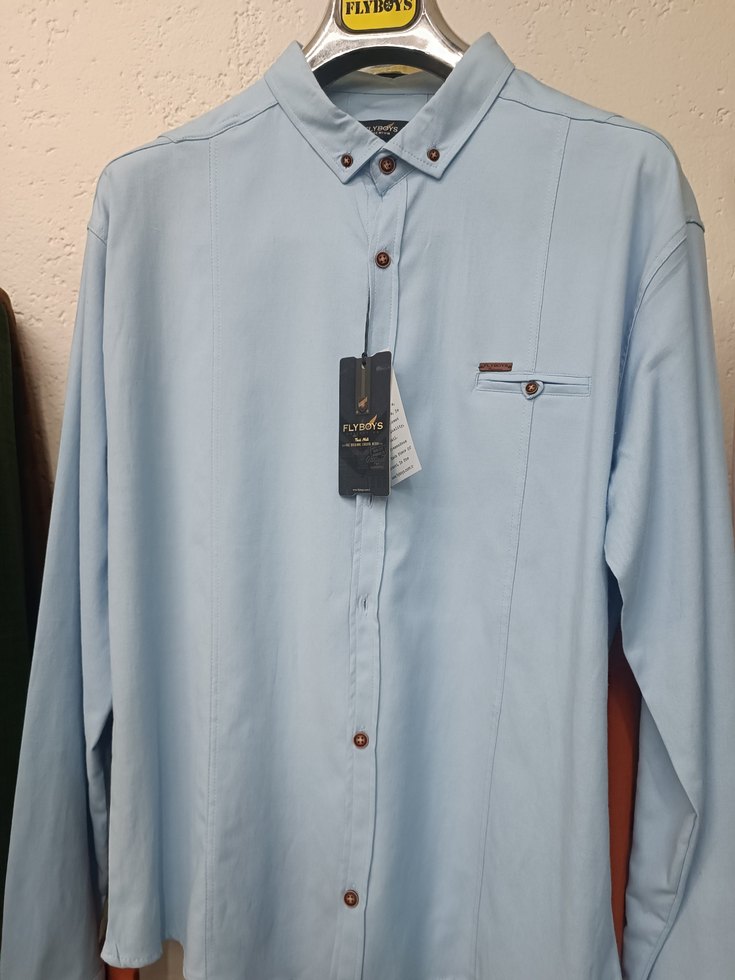 Düğmeli Uzun Kollu Erkek gömlek battal kesimde var - Görsel 2