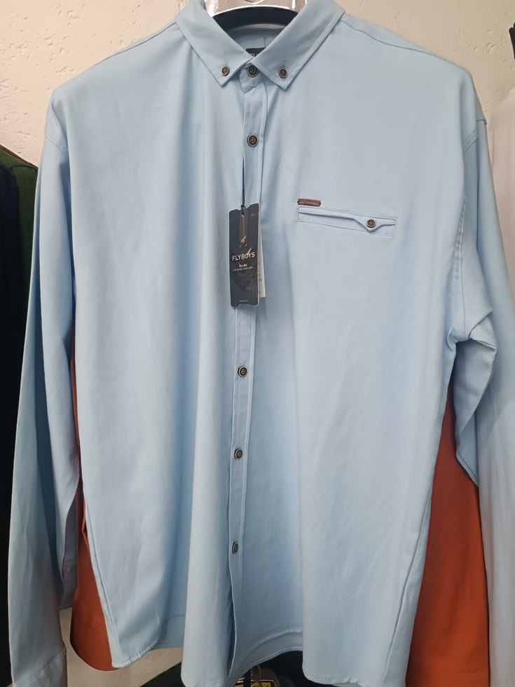 Düğmeli Uzun Kollu Erkek gömlek battal kesimde var - Görsel 4